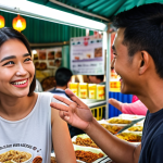 **

A friendly Malaysian influencer smiling warmly while actively listening to a friend at a "mamak" stall. The friend is gesturing while speaking, and the influencer is making eye contact and nodding. Focus on conveying empathy and active listening in a casual, relatable setting.

**